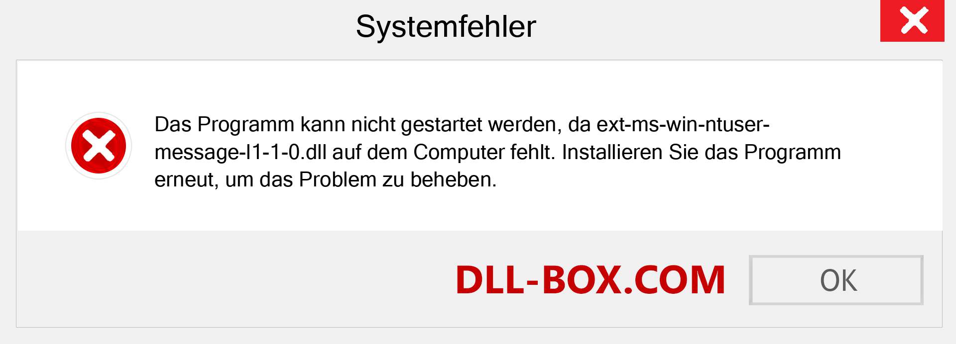 ext-ms-win-ntuser-message-l1-1-0.dll-Datei fehlt?. Download für Windows 7, 8, 10 - Fix ext-ms-win-ntuser-message-l1-1-0 dll Missing Error unter Windows, Fotos, Bildern